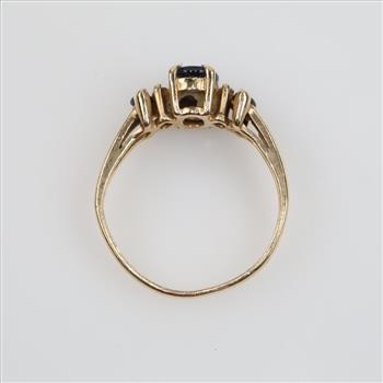 14kt Gold Blue Stone Clear Stone Accent Ring