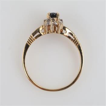 14kt Gold Blue Stone Diamond Ring
