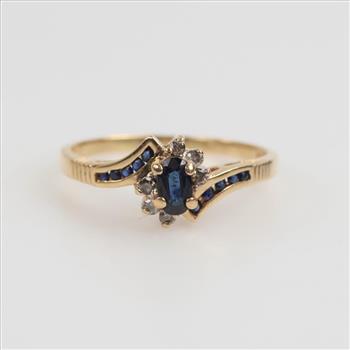 14kt Gold Blue Stone Diamond Ring