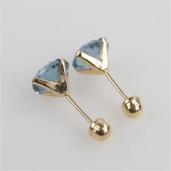 14kt Gold Blue Stone Earrings
