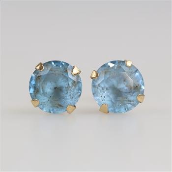 14kt Gold Blue Stone Earrings