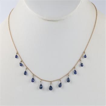 14kt Gold Blue Stone Necklace