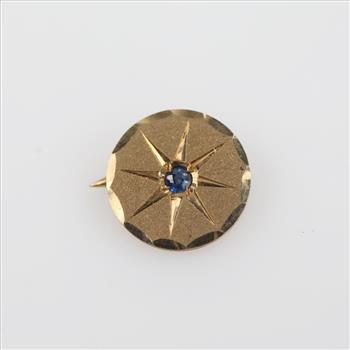 14kt Gold Blue Stone Pin