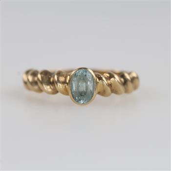 14kt Gold Blue Stone Ring