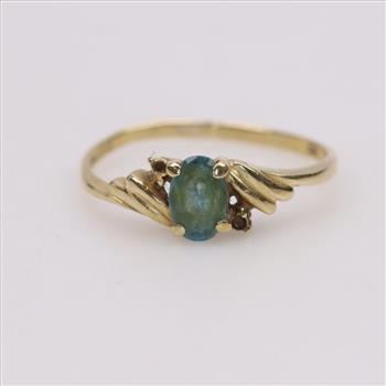 14kt Gold Blue Stone Ring