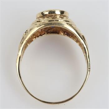 14kt Gold Blue Stone Signet Ring