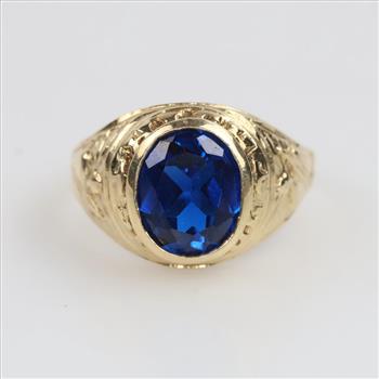 14kt Gold Blue Stone Signet Ring