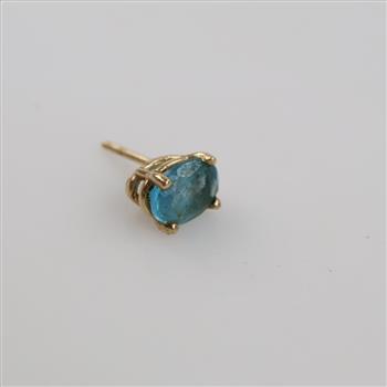 14kt Gold Blue Stone Single Earring