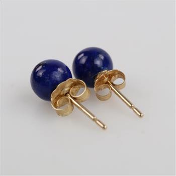 14kt Gold Blue Stone Stud Earrings
