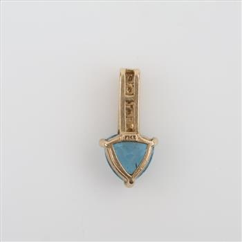 14kt Gold Blue Topaz Diamond Accent Pendant