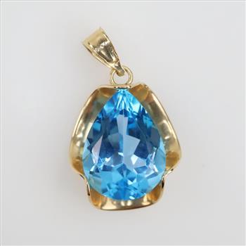 14kt Gold Blue Topaz Pendant