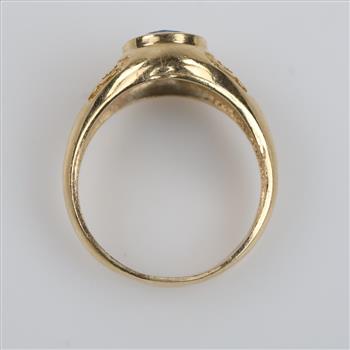 14kt Gold Blue Topaz Signet Ring