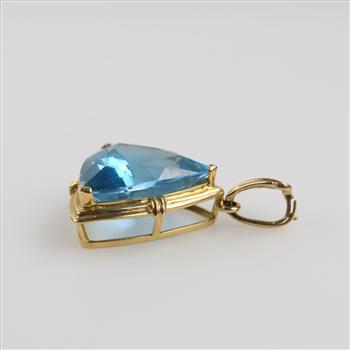 14kt Gold Blue Topaz Triangle Pendant