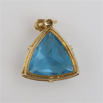 14kt Gold Blue Topaz Triangle Pendant