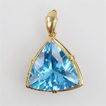 14kt Gold Blue Topaz Triangle Pendant