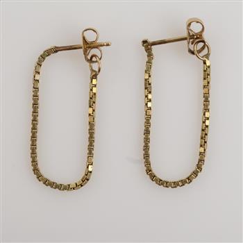 14kt Gold Box Chain Dangle Earrings