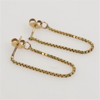 14kt Gold Box Chain Dangle Earrings