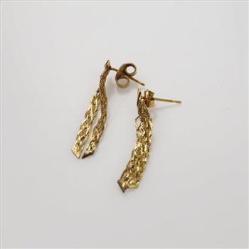 14kt Gold Braided Chain Drop Earrings