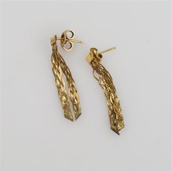 14kt Gold Braided Chain Drop Earrings