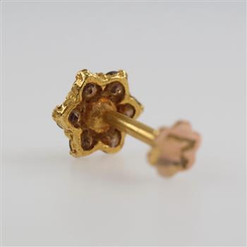 14kt Gold Brown And Clear Flower Earring
