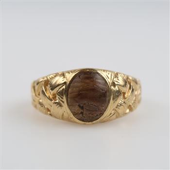 14kt Gold Brown Stone Openwork Ring