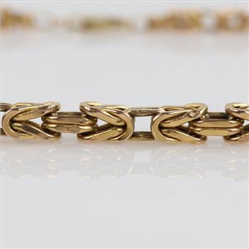 14kt Gold Byzantine Link Chain Necklace - Evaluated By Our Certified Gemologist-AGS/GIA