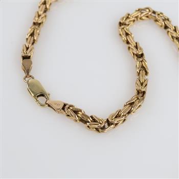14kt Gold Byzantine Link Chain Necklace - Evaluated By Our Certified Gemologist-AGS/GIA