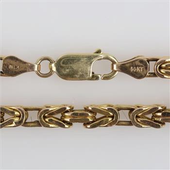14kt Gold Byzantine Link Chain Necklace - Evaluated By Our Certified Gemologist-AGS/GIA
