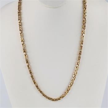 14kt Gold Byzantine Link Chain Necklace - Evaluated By Our Certified Gemologist-AGS/GIA