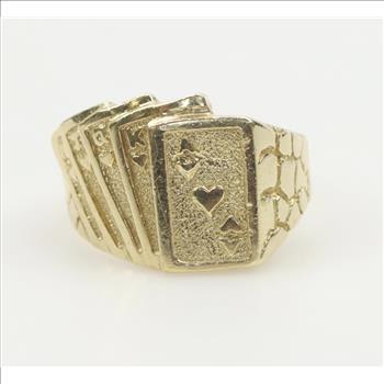 14kt Gold Card Deck Ring