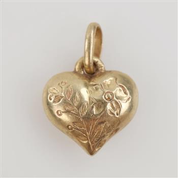 14kt Gold Carved Hollow Heart Pendant