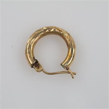 14kt Gold Carved Hollow Hoop Earring