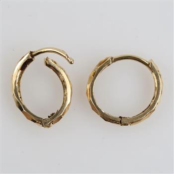 14kt Gold Carved Hoop Earrings