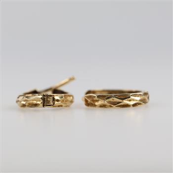 14kt Gold Carved Hoop Earrings