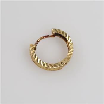 14kt Gold Carved Huggie Hoop Earring