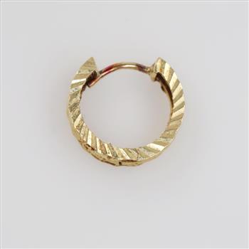 14kt Gold Carved Huggie Hoop Earring