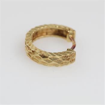 14kt Gold Carved Huggie Hoop Earring