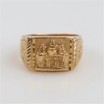 14kt Gold Carved Signet Ring