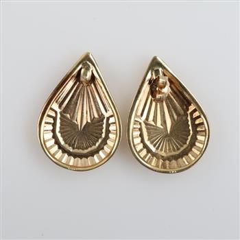14kt Gold Carved Teardrop Stud Earrings