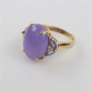 14kt Gold Chalcedony, Tanzanite, Diamond Accent Ring