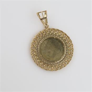 14kt Gold Circle Clear Stone Pendant
