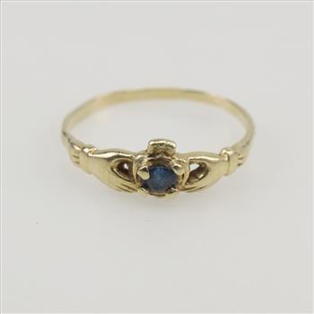 14kt Gold Claddagh Sapphire Ring