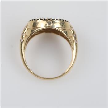 14kt Gold Clear And Black Stone Ring