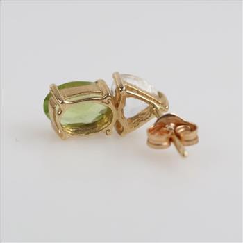 14kt Gold Clear And Green Stone Single Earring