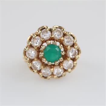14kt Gold Clear And Green Stone Single Earring