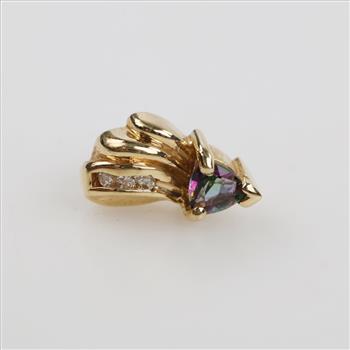 14kt Gold Clear And Iridescence Stone Earring