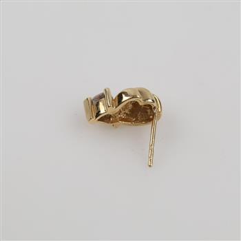 14kt Gold Clear And Iridescence Stone Earring