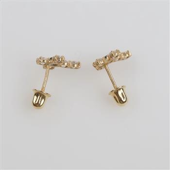 14kt Gold Clear & Blue Stone Cross Stud Earrings