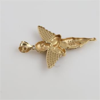 14kt Gold Clear Stone Angel Pendant