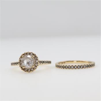 14kt Gold Clear Stone Bridal Set